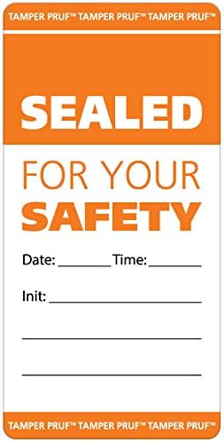 United Ad Label Tamper Evident “Food Delivery Labels”, 2 x 4, Tamper Indicating Paper, Orange, One Roll of 500 Labels