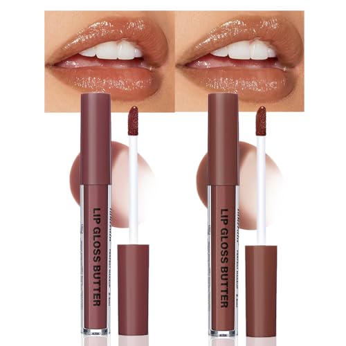 Image of Honey Butter Lip Stain Tinted Lip Gloss, Shine Moisturizing Plumper Liquid Lipstick for Women, Natural Nourishing Hydrating Lip Balm for Dry Lips, Lightweight Lip Liner Care Makeup, Vegan #1+#4
