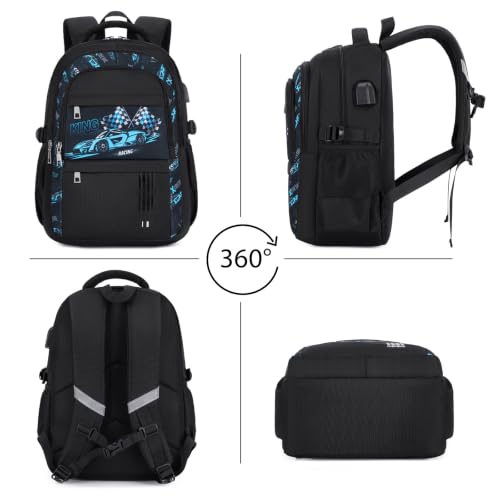 Image of ACESAK Race Car Backpack for Boys - Boy Backpack Schoolbag with Lunch Bag