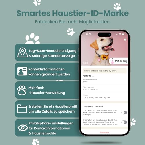 PawView Hundemarke mit QR-code & NFC- Adressanhänger Hunde für Halsband oder Geschirr mit Online-Profil Für kleine, mittelgroße und große Hunderassen,Gegen Verlust, Finder Scannt ohne App DE
