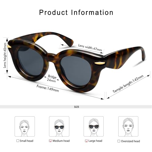 Cute Round Sunglasses for Women Men Trendy Chunky Thick Inflated Shades AP3695