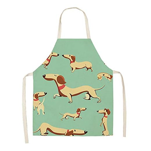 Shuda Unisexo Delantal De Cocina del Trabajo Anti-Polvo y Aceite Delantal de Trabajo Mandil Patrón de Perro Delantal Babero Chef Delantal para Restaurante Café Cocinar Jardinería 1Pcs 40x49cm