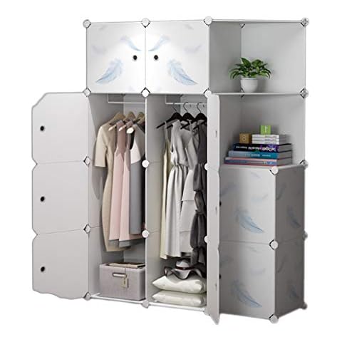 Convenient Resin Simple Wardrobe Bedroom Modular Folding Storage Cabinet Storage Closet Space Saving Corner 111 * 47 * 147CM (Color : White) Cover