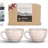 HOMEBERLIN® Design Cappuccino Tassen Set | Kaffeetasse aus hochwertigem Steingut | 200ml | Extra dickwandige Tasse | Modernes Kaffeetassen Set aus 100% Handfertigung