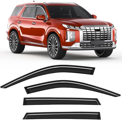 Image of Tape-on Rain Guards Fit for Hyundai Palisade 2020-2025 SE SEL XRT Extra-Thick Window Rain Guard Window Deflectors Window Vent Visors Vent Shades Exterior Car Accessories-4PCS