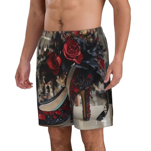 Shoes and Makeup Print Men's Beach Pants Lightweight Quick-Dry Swim Pants with Mesh Lining for Men2