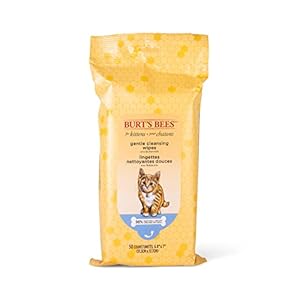 Burt’s Bees for Pets Kitten Wipes with Buttermilk, 98% Natural Origin Formulas, Cat Wipes, Cat Grooming Supplies, Cat Cleaning Wipes, Waterless Cat Grooming, 50ct