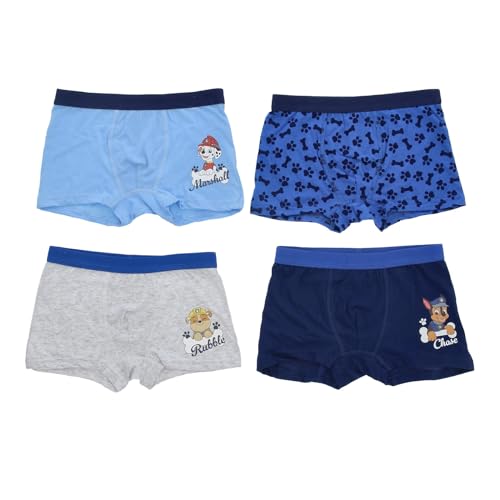 Marvel Spiderman und Paw Patrol Jungen 4er Pack Boxershorts Unterhosen Superhelden Unterwäsche Set Underwears Kinder Unterhose 98-140 cm (DE/NL/SE/PL, Numerisch, 110, 116, Regular, blau)