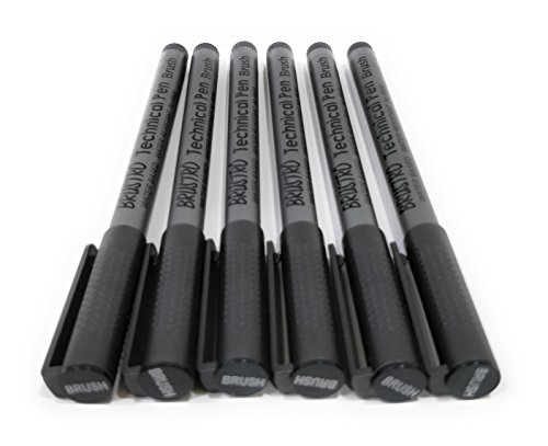 Brustro Technical Pen Brush Tip - Pack of 6 (Black)
