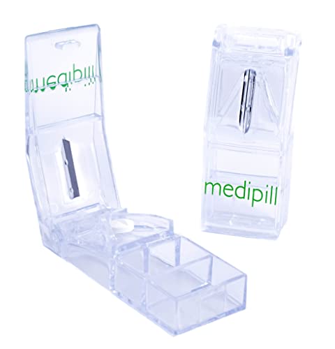 MEDIPILL - Coupe-Comprimé avec une lame de découpe en acier pour couper vos petits et gros médicaments - UNE PIECE - Séparateur de comprimés pour fendre vos pilules et transporter vos Médicaments Cover