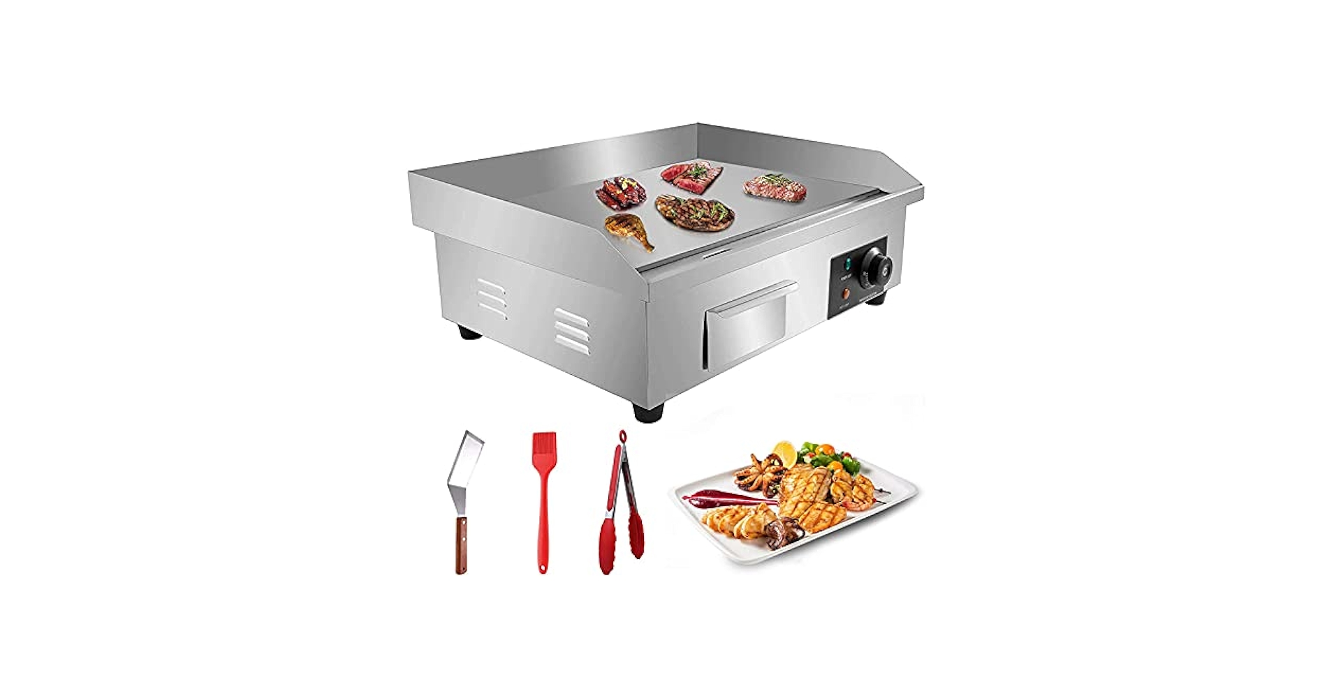 バーベキュー・調理用品 Black LabelFlatBurnerFullBlackverGS-450R Stove Top Grill Pan - Smokeless Nonstick Indoor Grill Plate