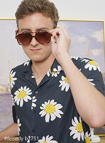 Image of FEISEDY Vintage Retro 70s Plastic Aviator Sunglasses Women Men Classic Large Squared Frame B2751