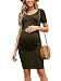 Liu & Qu Women's Maternity Bodycon Ruched Side Dress Casual Short & 3/4 Sleeve Dress For Daily Wearing Or Baby Shower