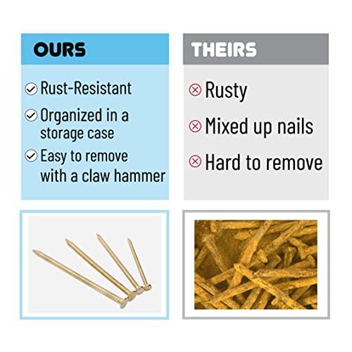 Image of Mr. Pen- Nail Assortment Kit, 600 Pcs, 4 Sizes, Gold Picture Hangers