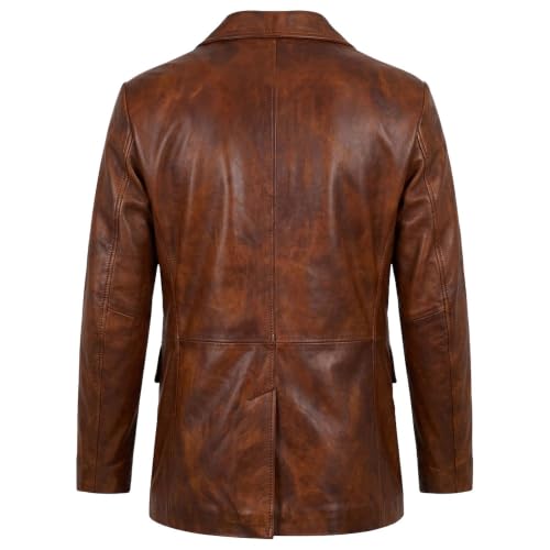 Image of Isaac & David Chicago Lambskin Genuine Casual Wear Leather Blazer Sport Coat Classic Button Closure for Men 2 Button Coat