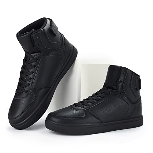 Mens High Top Sneakers Skate Casual Walking Fashion Sport Hi Top Shoes Non Slip For Running, Tennis, Basketball, Travel Classic Style Black&White #TOP5