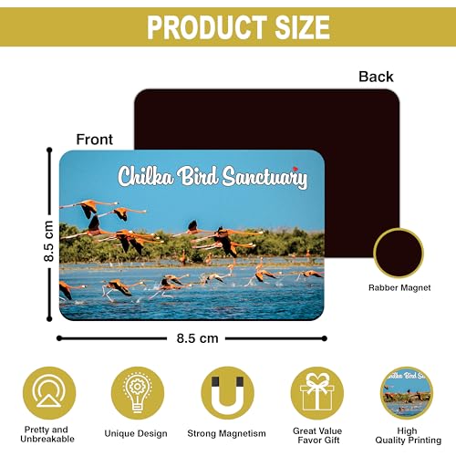 Image of Elegant Fridge Magnet with Themes |Rectangular Size Refrigerator Magnet with Magnetic Rubber Back | Pack of 1, 8.6cm X 5.4cm (Chilka Bird Sanctuary)