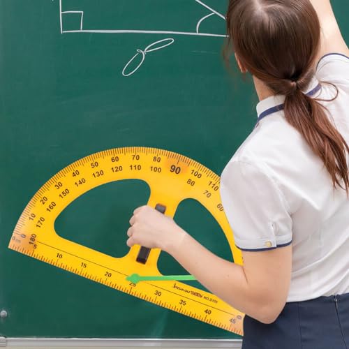 DIYEAH Transferidor magnético apagável a seco, transferidor de meio círculo com braço oscilante, fer