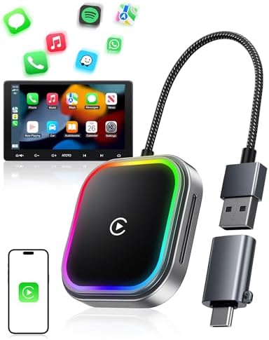 Adaptador CarPlay e Android Auto Inalámbrico, Bluetooth V5.3 Cone...