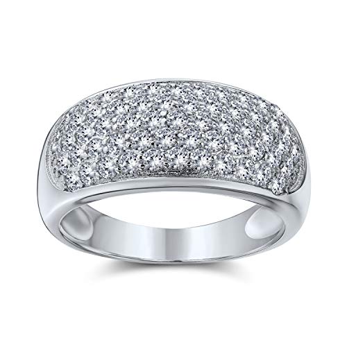 Image of Pave Cubic Zirconia 5 Row Wide CZ Wedding Eternity Band Ring For Women For Girlfriend .925 Sterling Silver