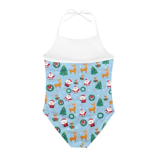 Image of Christmas Girls One-Piece Swimsuits Beach Halter Swimwear Bathing Suit for 3-10 Years