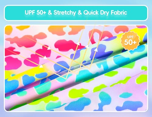 Image of Girls Swimsuit Long Sleeve Rush Guard Bathing Suit Swimwear with Bikini Bottom Sun Protection