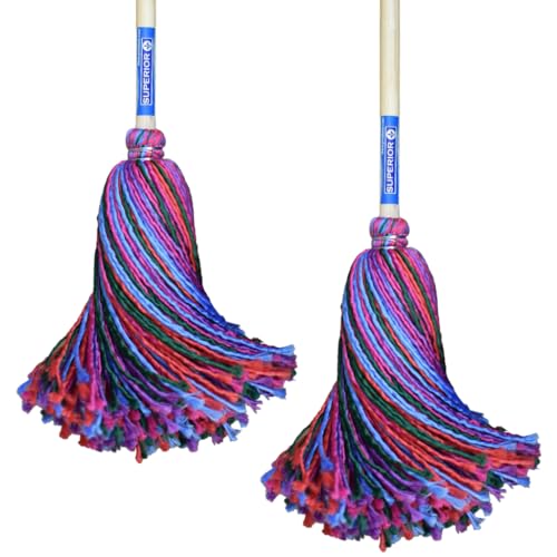 Recopilación de Trapeador de Microfibra favoritos de las personas. 42 FÉNIXSUPERIOR 2 Trapeadores de Hilo de Microfibra Española 310 Gramos con Mango Largo de Madera Barnizado (Morado-Azul-Rojo)