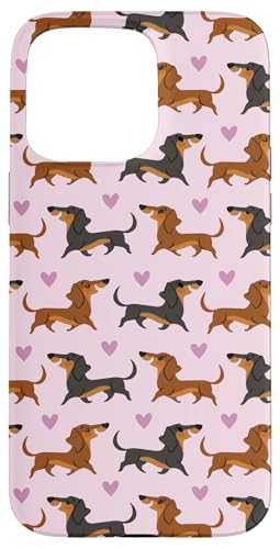 Cute Funny Pink Black & Tan Dachshund Lover Pattern Case for iPhone 15 Pro Max