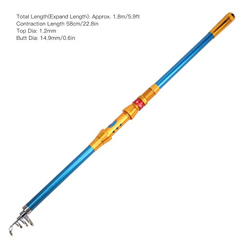 Vara de pesca, vara de pesca de fibra de vidro telescópica, para amantes de pesca, pesca de lago, pe