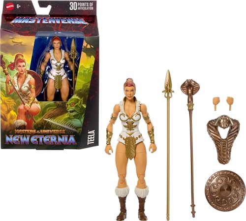 Masters of The Universe Masterverse Action Figure New Eternia Teela, 7 Inch Motu Toy 30 Articulations, Removable Cobra Hood, Weapons Accessories