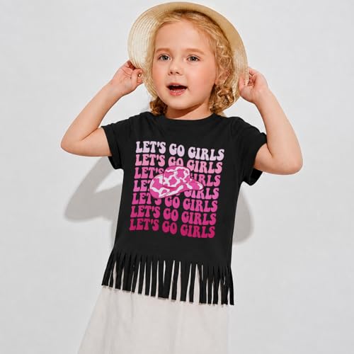 Image of Girls Western Shirt Toddler Tassels Cowgirl T-Shirt Im The Problem Country Concert Shirts Summer Short Sleeve Top
