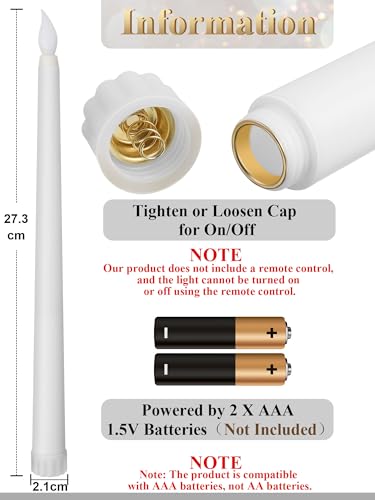 Image of Funtery 48 Pcs Flameless LED Taper Candles Battery Operated Candles Bulk Realistic LED Candlesticks Flickering for Wedding Church Party Home Decor(White,11 Inch,Classic Style)