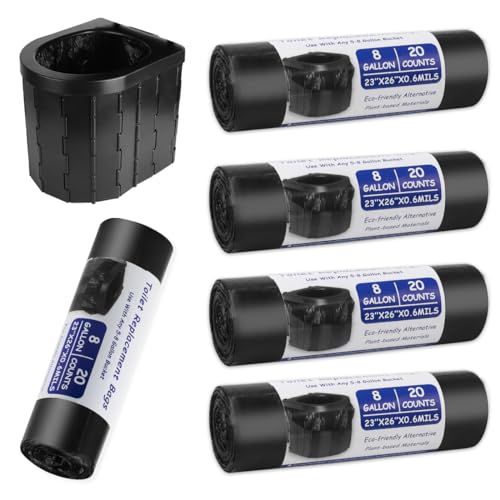 100 Stück 30L Toilettenbeutel Schwarz Set, Biologisch Abbaubare Toilettenbeutel, Wasserdichte Trenntoilette Zubehör, Beutel für Campingtoiletten, für Mobile Toiletten, Reisen, Wandern