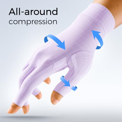 Image of FREETOO All-Around Compression Arthritis Gloves for Women for Pain, Carpal Tunnel Relief Gloves for Men, Hand Compression Gloves for Crocheting, Rheumatoid Arthritis. Purple XL