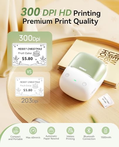 Image of NIIMBOT B2 Pro Label Maker Machine with Tape, Support Photo Printing, Green | 300DPI Portable Bluetooth Label Printer, for Photo Sticker, DIY Crafts, Study Notes, Gift, Journal Labeling Organization