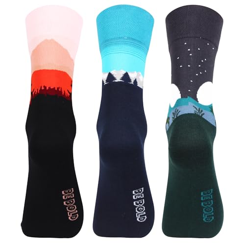 Image of Bonjour Men's Seasonal Reindeer Trio Designer Socks ||Men's Bold Crew length socks || Socks for Men || Free Size Multicolor Calf Length Men Socks - Pack of 3
