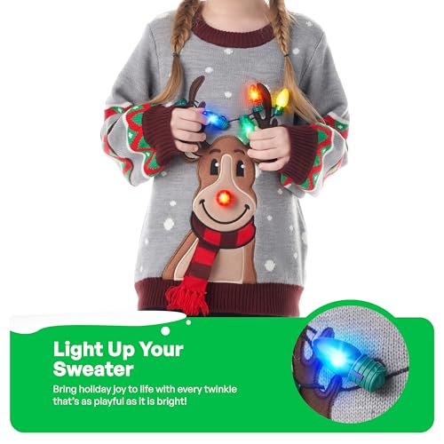 JOYIN Kids Light-Up Reindeer Sweater with 3D Scarf (Grey) - Image 4
