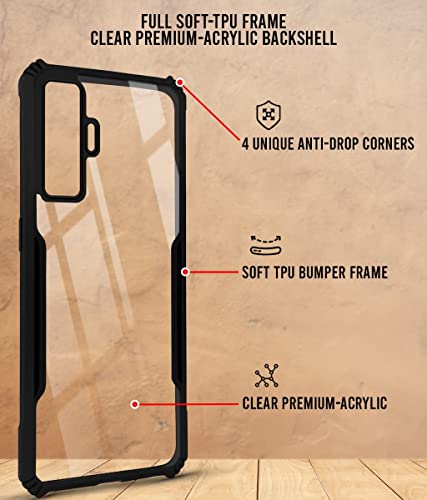 Image of Jkobi Back Cover Case for Vivo X50 4G | 5G (Crystal Glass Back | Camera Protection | Shockproof | Black)