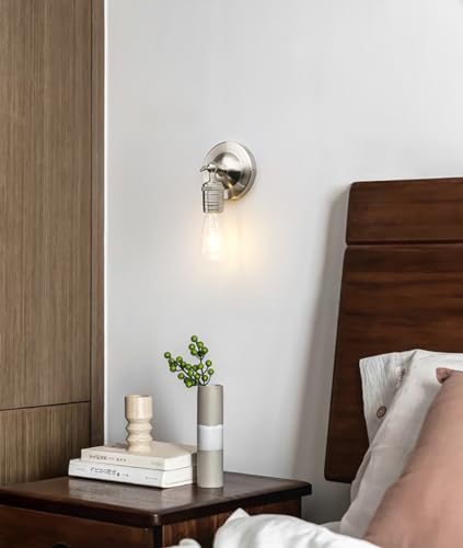 Image of Phansthy Wall Light Fixture Single Swing Arm Wall Lamp Industrial Wall Mounted Sconce Lighting Wall Candle Light Decorative Lighting for Kitchen Living Room Hallway Bathroom (Brushed)