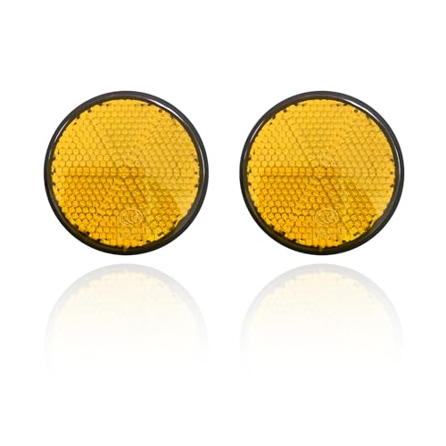 Image of Dickno 2 PCS M6 x 1.0 Motorcycle Reflectors, Plastic Screw Mount Reflective Warning Reflector, Universal Motorbike Rear Safety Reflectors for Motorcycle, Bicycle, Scooter (Round Orange)