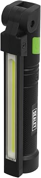 Sealey LED02G 2 COB & 1 SMD LED Rechargeable Aluminium Folding Pocket Light