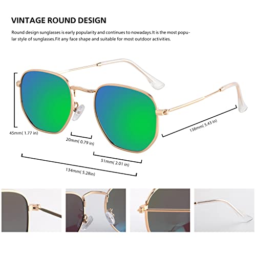 Image of Hipster Hexagonal Polarized Sunglasses Men Women Geometric Square Small Vintage Metal Frame Retro Shade Glasses