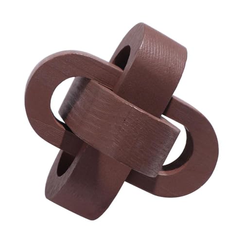 Ornamento a nodo in legno, in stile boho, con catena a sfera, intagliato a mano, 3 maglie, per la decorazione della casa (caffè)