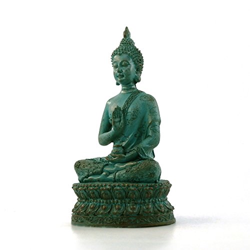 Estatua buda sentado de resina verde 6.7 in miniatura 2