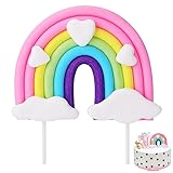 WAS SIE ERHALTEN - Das paket enthält 1 regenbogen tortenaufsatz, der etwa 11 x 8 cm groß ist.