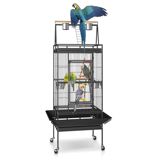 SUPER DEAL 68-inch Large Bird Cage with Rolling Stand African Grey Parrot Chinchilla Finch Cage...