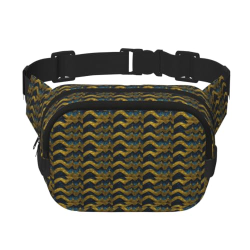 Sac banane carré double couche imprimé écailles de dragon pour homme et femme voyage