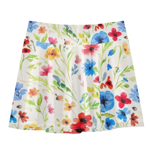 Tennis Skirts for Kids Wildflowers Pastel Athletic Shorts Girls Skorts Floral Teen Cheer 4t2
