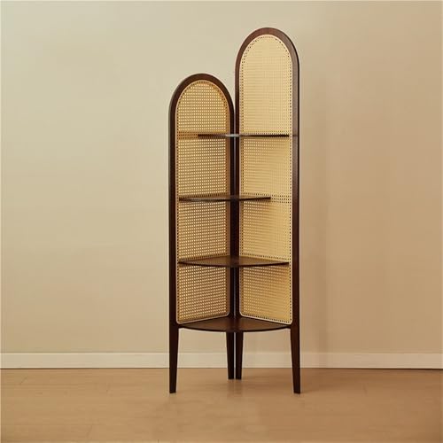 Eckregal aus Rattan, 4-stöckig, modernes hohes Akzent-Bücherregal...