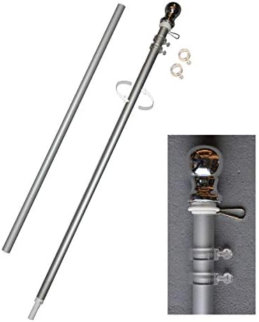Sports Flags Pennants Company Aluminum 6 Foot Spinning Silver Flagpole for Grommet or House Flag